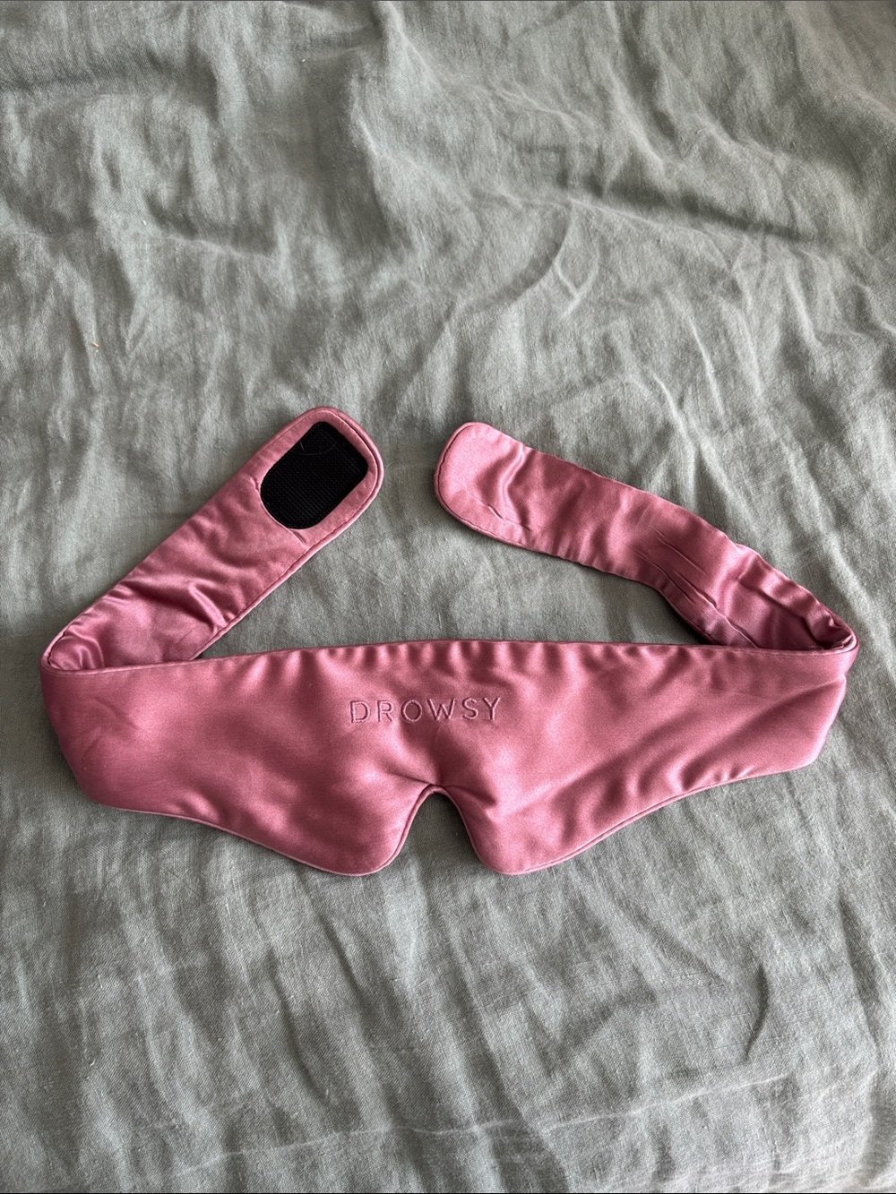 Pink Satin Sleep Mask with Adjustable Strap